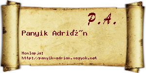 Panyik Adrián névjegykártya